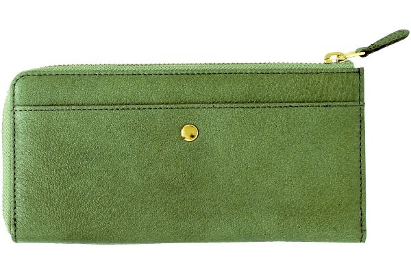 【ネット限定】やさしい革【上R】の国産長財布　　　グリーン