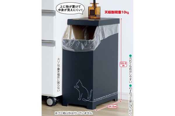 物が置けるダンボールゴミ箱４５Ｌ