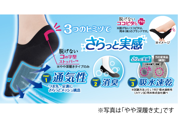 ココピタさらっと実感カバーソックス（2足組）