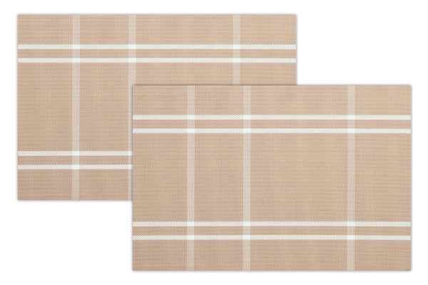 汚れてもサッと拭き取れるランチョンマット (2枚組)チェックベージュ