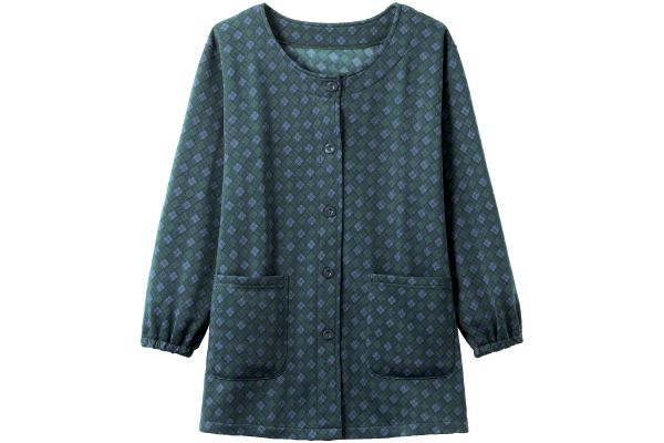 ぬくぬく裏起毛スモック Ｍ〜Ｌグリーンチェック