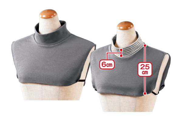 重ね着風あったか付けタートル（２枚組） グレー・グレーボーダー