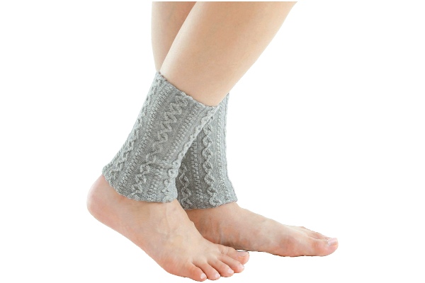 内側シルク二重編足首ウォーマー