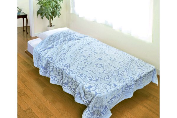 [今治産]タオルケット　バラ柄 ブルー