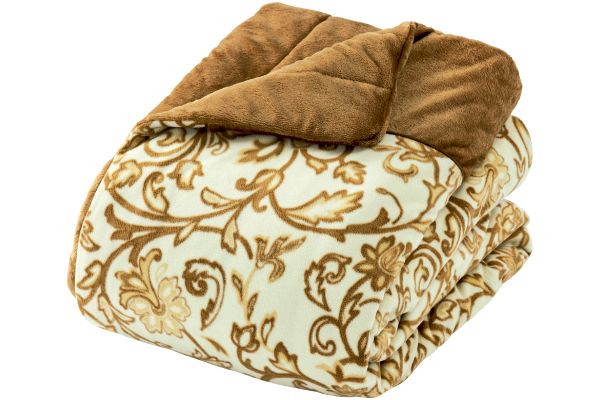 掛けカバーにもなるあったか多層毛布（クラシック柄） １５０×２１０ｃｍベージュ