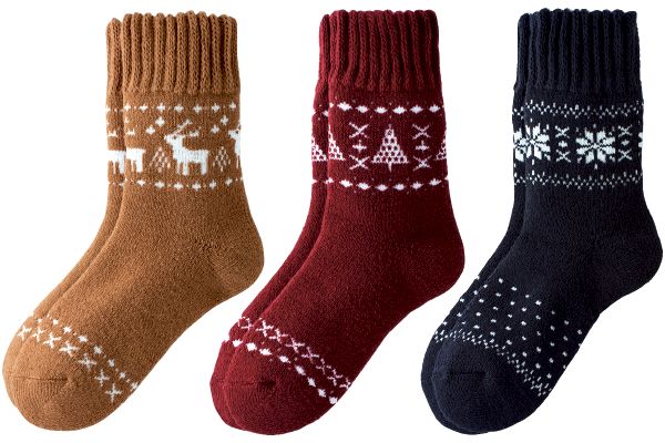 毛布のような裏起毛ノルディック柄ソックス