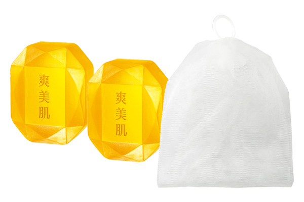 [coop][爽美肌]メイク落とし洗顔石けん 135g×2個　泡立てネット付