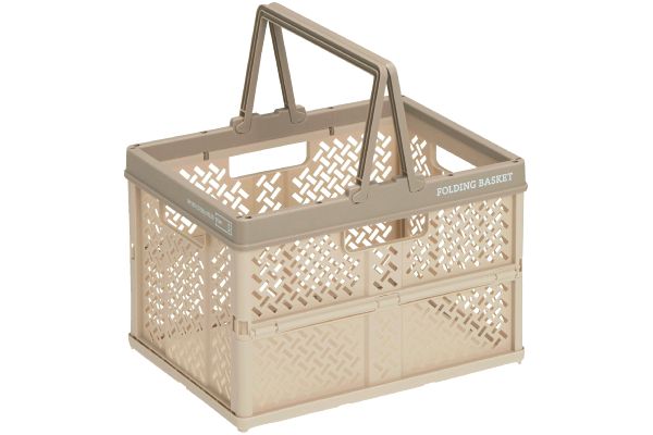 折りたたみバスケット　ハンドル付Ｓ ベージュ