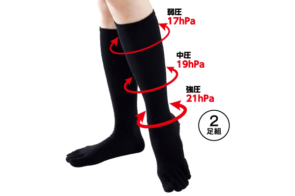 消臭着圧5本指ハイソックス 2足組