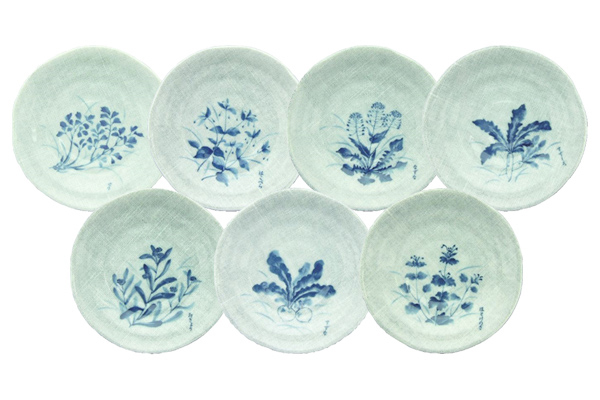 [美濃焼]布目春の七草小皿