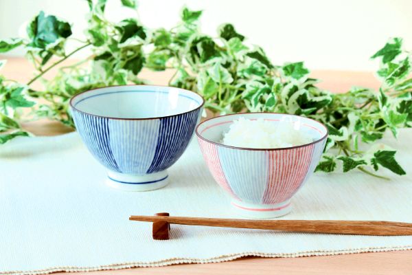 [波佐見焼]モダン手描き十草飯碗