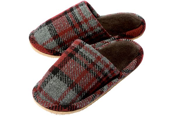 洗えるスリッパタータンチェック レッドM22.5〜24.5ｃｍ
