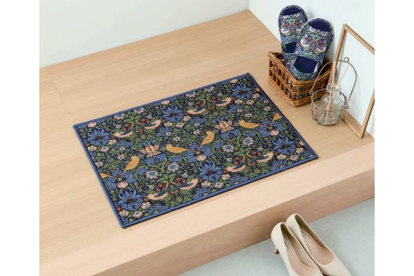 洗える玄関マット　モリスいちご泥棒