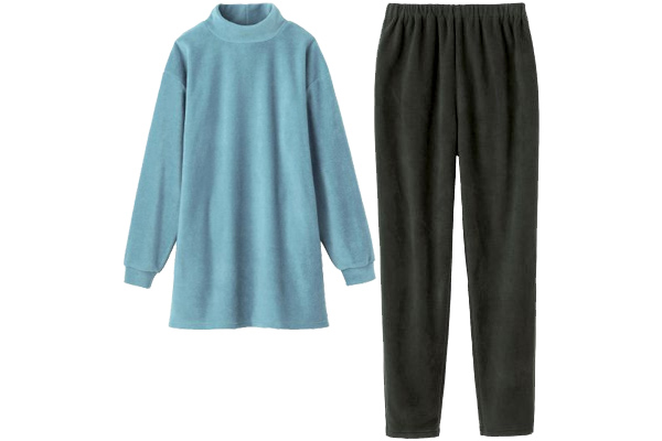 ぬくぬくフリースチュニックルームウェア Ｍ〜Ｌアイスブルー