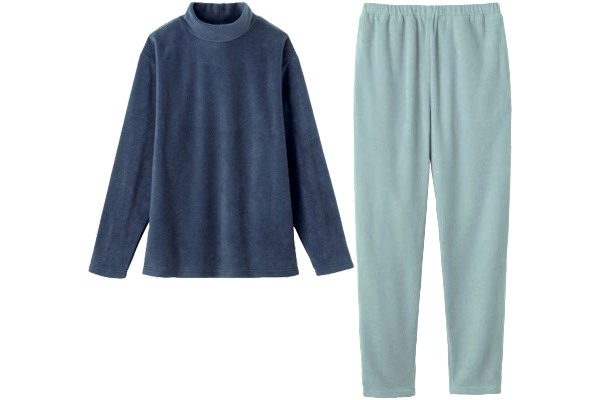 フリースで暖かハイネックルームウェア　メンズ Ｍネイビー