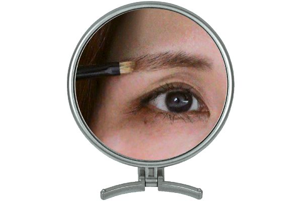 ５倍拡大鏡付折立式ハンドミラー