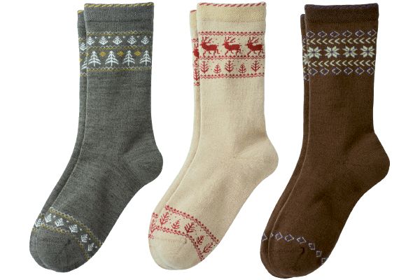 ゴムなしあったか毛混ノルディック柄ソックス