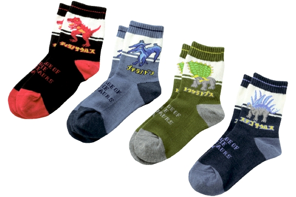 恐竜ソックス （４柄組）16〜20cm