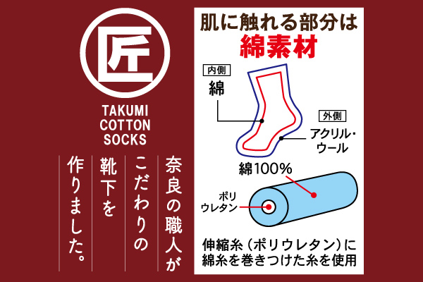 匠の技こだわり　ウール混ハイソックス