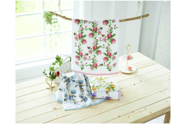 ［泉州産］プリントフェイスタオルローズ