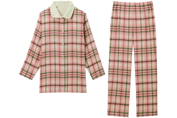 暖かボア付綿１００％パジャマ Ｍ〜Ｌピンク系