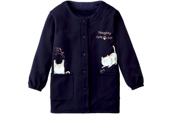 まるで毛布のようなかっぽう着 Ｍ〜Ｌネイビー