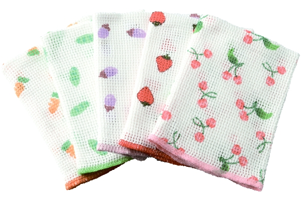 ニットふきん　フルーツ＆やさい柄