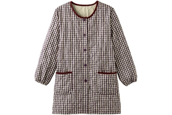 キルト裏フリースロングスモック