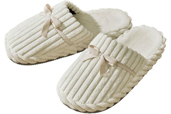 リボン付きあったかフィットスリッパ