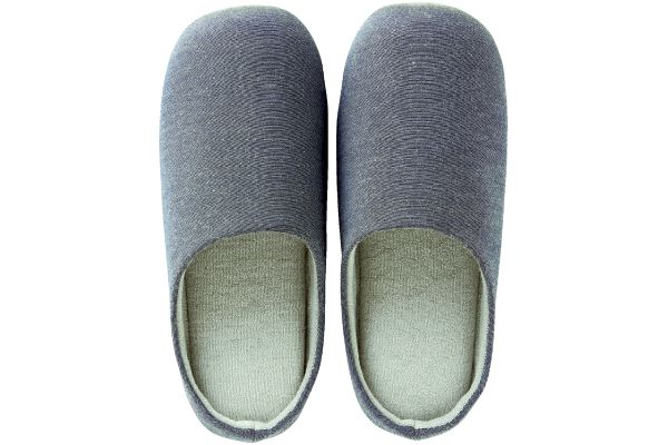 つま先上がりのシャンブレースリッパ　ブルーグレー