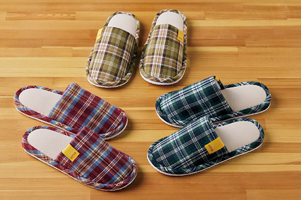 洗えるチェック柄スリッパ　カントリー