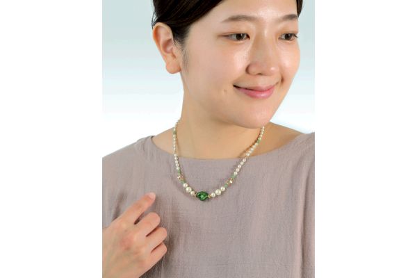 ヴェネチアングラス　グリーン　ネックレス