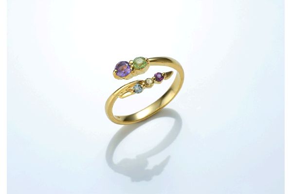 ファイブストーンマルチカラーフリーサイズリング