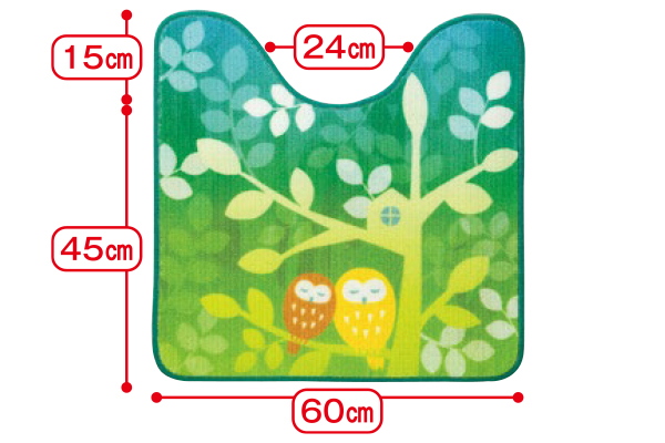 トイレマット　フクロウの森 レギュラー　６０×６０ｃｍ