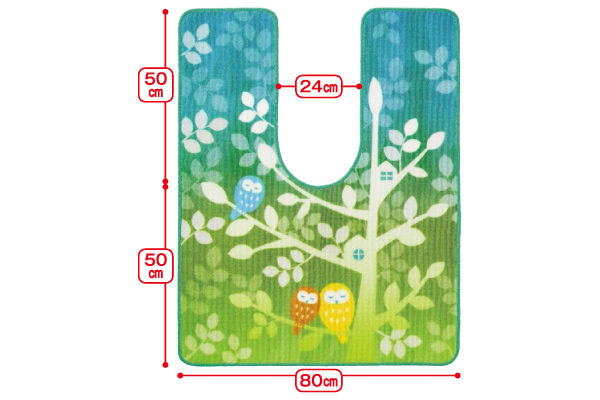 トイレマット　フクロウの森 ジャンボ耳長　８０×１００ｃｍ