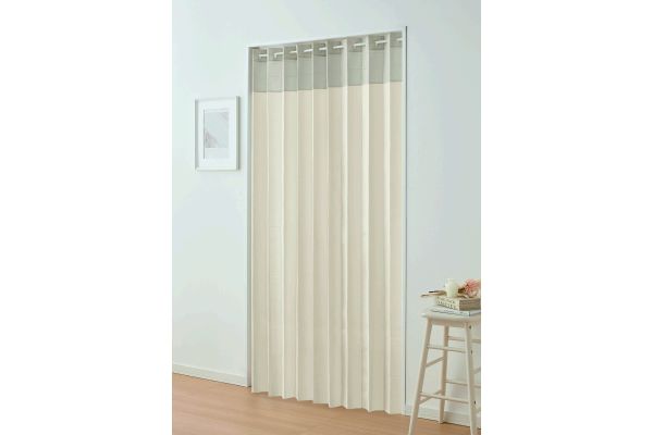遮熱フリーカットアコーディオン間仕切り（アイボリー×グレー） １２０×１８５ｃｍ