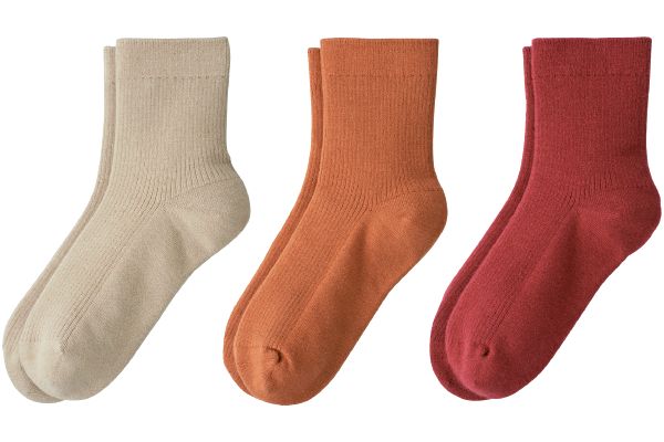 薄くてもあたたか裏起毛ソックス 3色組22〜25ｃｍカラフル