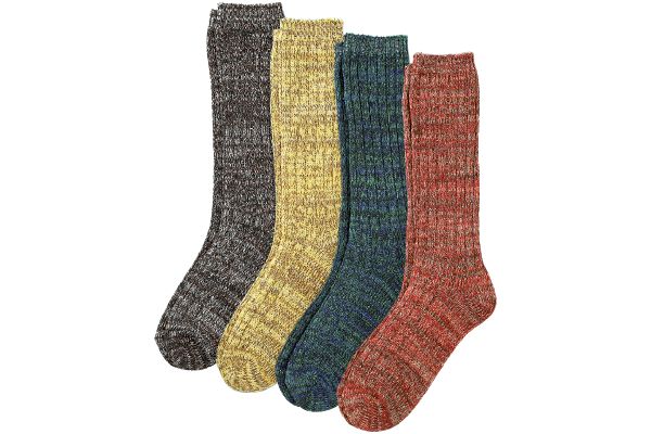 クシュっと丈長ざっくりリブ編みソックス