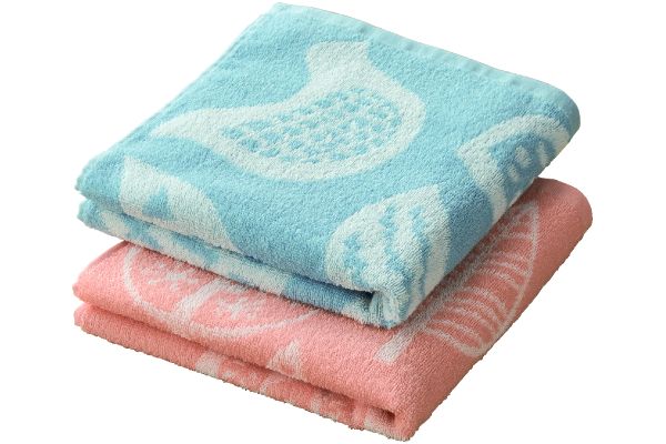 北欧調ジャカード（マトカ）ミニバスタオル （２柄組）ピンク・ブルー