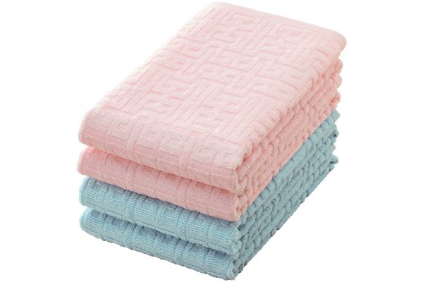 [ホテルタイプ]バラエティフェイスタオル　２色４枚組 ピンク＋サックス