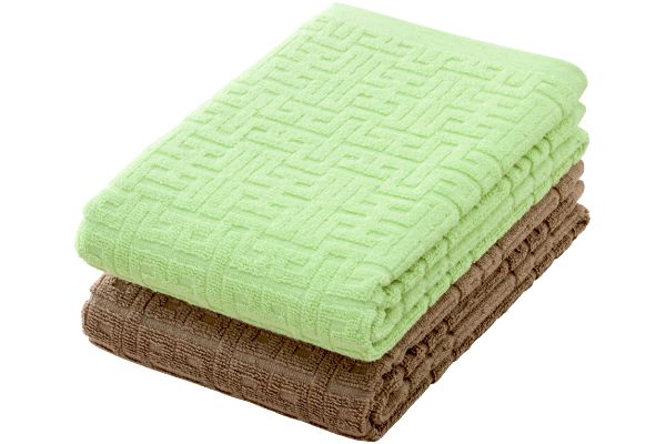 [ホテルタイプ]バラエティバスタオル ２色組グリーン＋ブラウン