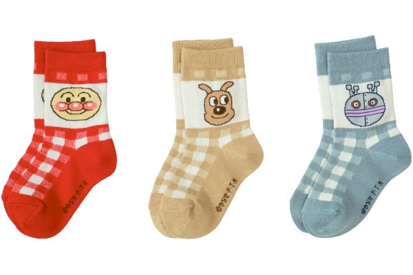 アンパンマンチェック柄ソックス