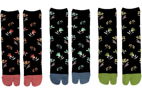 アンティークフラワー丈長タビ型ソックス