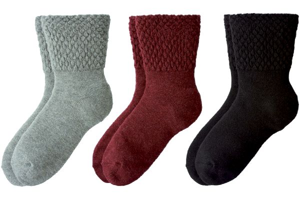 内側シルク　二重編かかとすべすべソックス