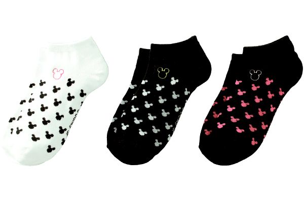 ミッキーマウス　ワンポイント刺繍ショート丈ソックス