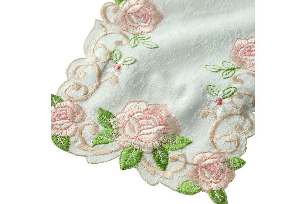 ローズ刺繍ペーパーホルダーカバー　ピンク