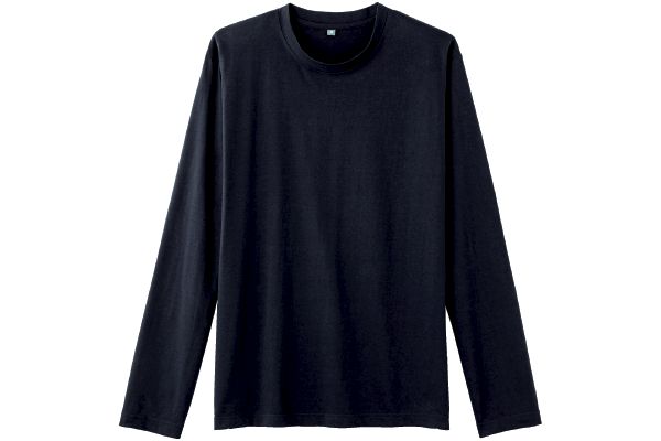 インド綿あったか吸湿発熱長袖Ｔメンズ Ｍネイビー