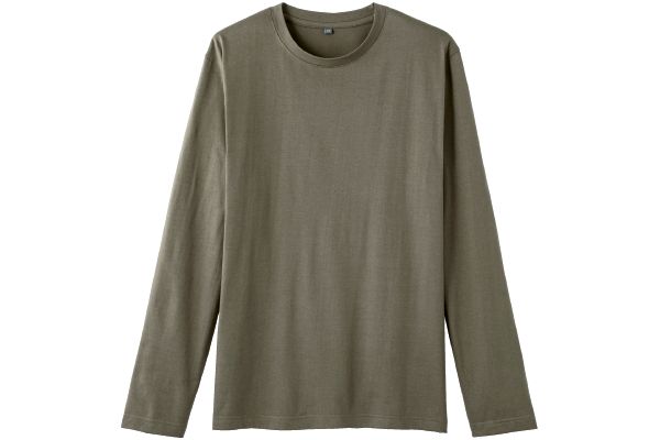 インド綿あったか吸湿発熱長袖Ｔメンズ Ｍモカ