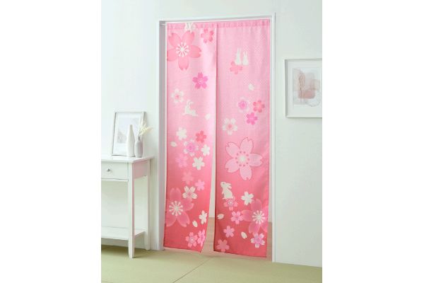 ロングのれん　桜と兎