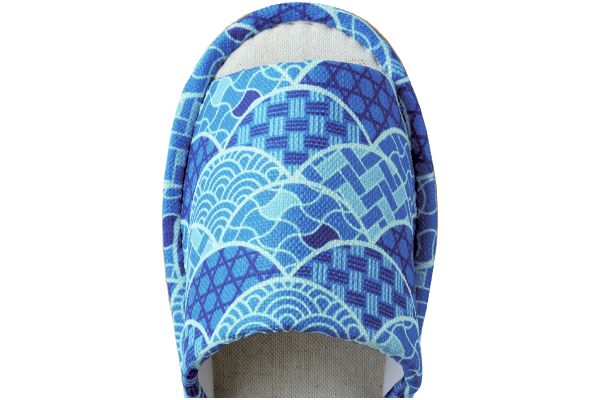 洗える麻混スリッパ青海波柄